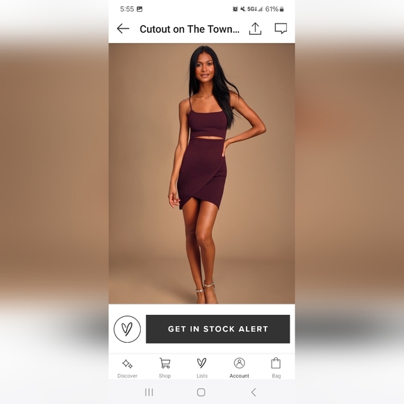 NWT LULU'S Cutout on the Town Plum Dress - Picture 7 of 8